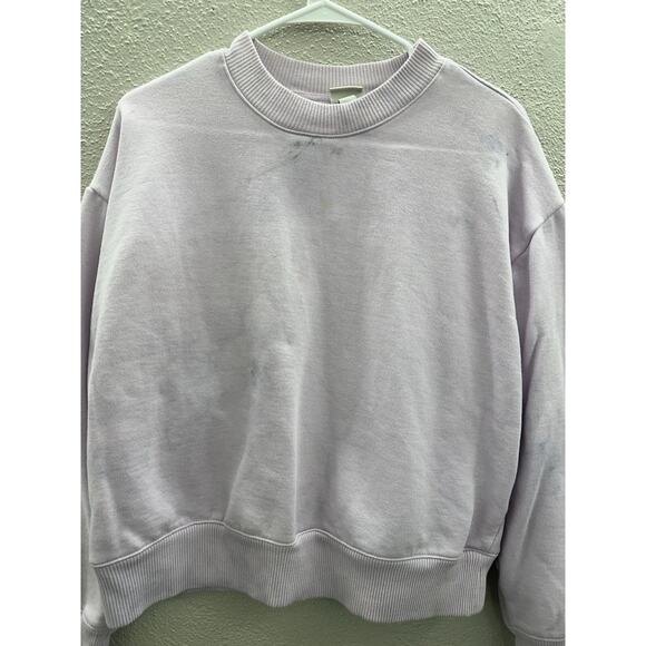 A New Day Womens Sweatshirt Size Large Purple Crewneck Cropped Pullover - Picture 3 of 13